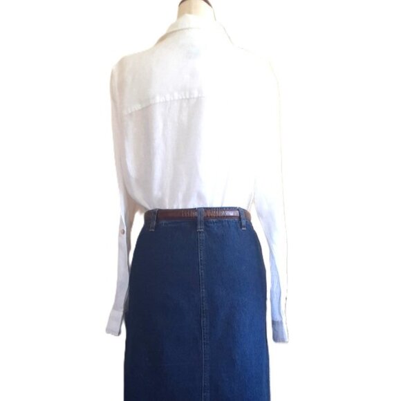 Tahari 100% Linen Button Down Tunic White Small - Picture 8 of 9